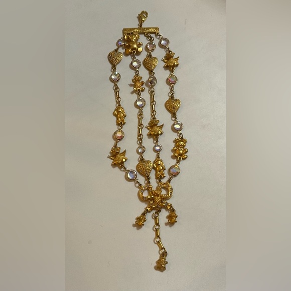 Kirk’s Folly: 4 strands teddy bear with wings,hearts with rhinestones bracelet - Picture 2 of 5